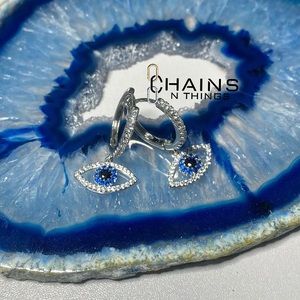 Turkish Evil Eye Earrings Silver Zircon Charm Blue Eyes Jewelry Women summer 🧿